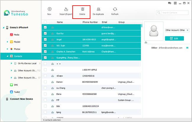 ios delete contacts