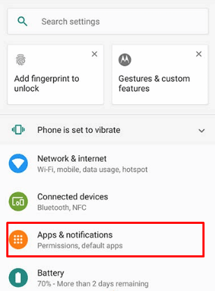 Tocca App e opzione di notifica. 