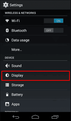 toccare l'opzione Visualizza | spia di notifica su Moto E4 Plus